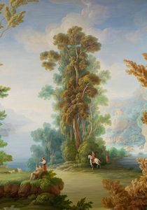 Scuola del XIX secolo Paesaggio fluviale con pastori e uomo a cavallo  - Asta Dipinti Antichi - Associazione Nazionale - Case d'Asta italiane