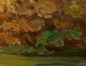 Scuola del XIX secolo Paesaggio fluviale con pastori e uomo a cavallo  - Asta Dipinti Antichi - Associazione Nazionale - Case d'Asta italiane