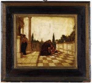 Scuola fiamminga del XVII secolo Scene di genere  - Asta Dipinti Antichi - Associazione Nazionale - Case d'Asta italiane