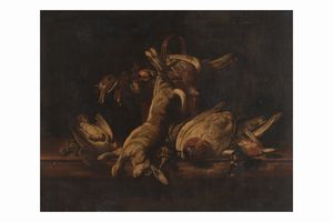 Scuola del XVIII secolo Natura morta con cacciagione  - Asta Dipinti Antichi - Associazione Nazionale - Case d'Asta italiane
