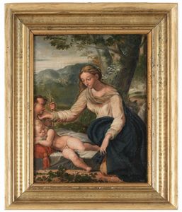 Girolamo Francesco Mazzola detto il Parmigianino - Madonna con Bambino e san Giovannino