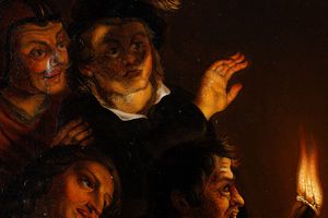 Van Honthorst Gerrit detto Gherardo delle Notti : Cristo deriso  - Asta Dipinti Antichi - Associazione Nazionale - Case d'Asta italiane