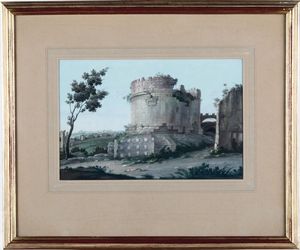 Scuola romana del XVIII secolo Vedute di Roma: Colosseo e Cecilia Metella  - Asta Dipinti Antichi - Associazione Nazionale - Case d'Asta italiane