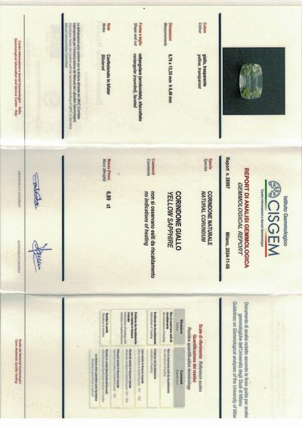 Zaffiro giallo di ct 6.89  - Asta Gioielli - Associazione Nazionale - Case d'Asta italiane