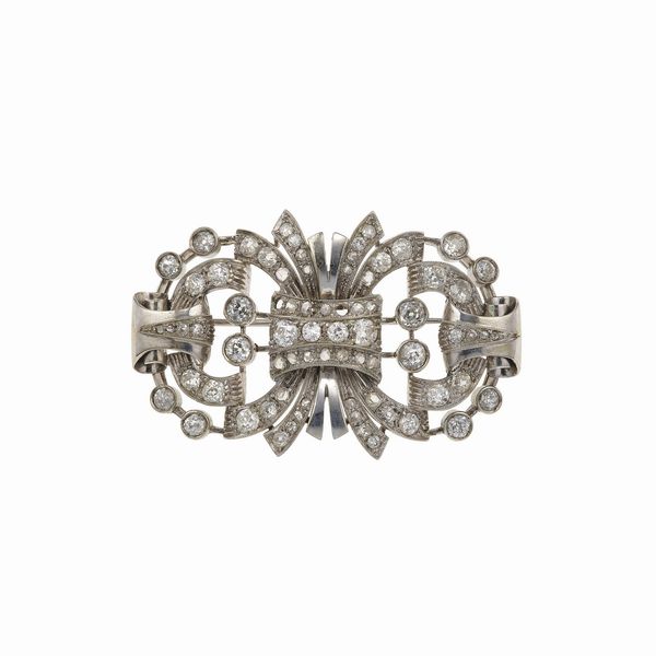 Spilla con diamanti di vecchio taglio  - Asta Gioielli - Associazione Nazionale - Case d'Asta italiane
