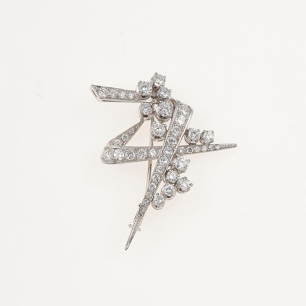 Spilla con diamanti taglio brillante e huit-huit  - Asta Gioielli - Associazione Nazionale - Case d'Asta italiane