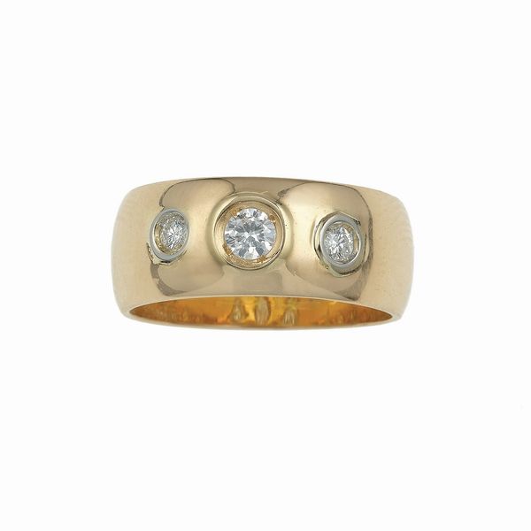 Anello a fascia con diamanti  - Asta Gioielli - Associazione Nazionale - Case d'Asta italiane