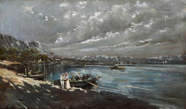RICCARDO PELLEGRINI : Paesaggio lacustre  - Asta Dipinti del XIX-XX Secolo - Associazione Nazionale - Case d'Asta italiane