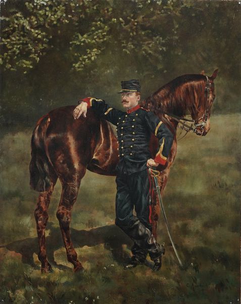 C. Auerbach (XIX-XX secolo) Militare con cavallo  - Asta Dipinti del XIX-XX Secolo - Associazione Nazionale - Case d'Asta italiane