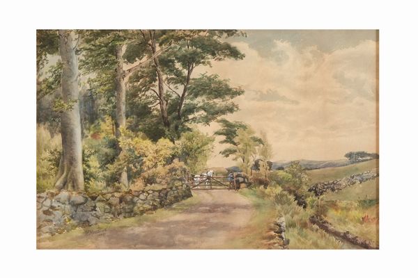 R. Meadows (XIX-XX secolo) Paesaggio con cavalli  - Asta Dipinti del XIX-XX Secolo - Associazione Nazionale - Case d'Asta italiane