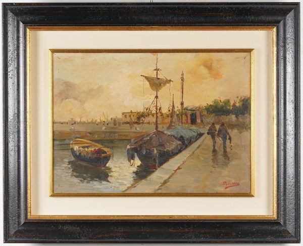 Maresca Scorcio di porto  - Asta Dipinti del XIX-XX Secolo - Associazione Nazionale - Case d'Asta italiane