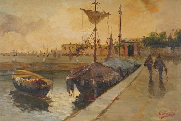 Maresca Scorcio di porto  - Asta Dipinti del XIX-XX Secolo - Associazione Nazionale - Case d'Asta italiane