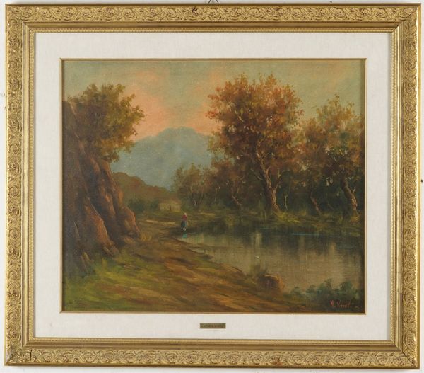 Dipinto di Athos Vinti e stampa.  - Asta Dipinti del XIX-XX Secolo - Associazione Nazionale - Case d'Asta italiane