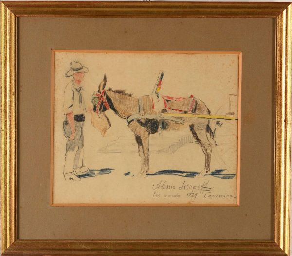 Alessio Issupoff : Contadino con asinello  - Asta Dipinti del XIX-XX Secolo - Associazione Nazionale - Case d'Asta italiane