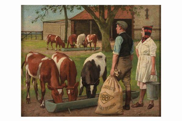 Gunning King : Fattoria con mucche  - Asta Dipinti del XIX-XX Secolo - Associazione Nazionale - Case d'Asta italiane