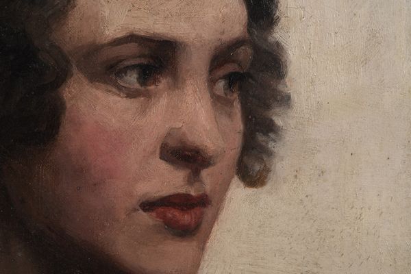 Anonimo del XIX-XX secolo Ritratto di donna con collana di corallo  - Asta Dipinti del XIX-XX Secolo - Associazione Nazionale - Case d'Asta italiane