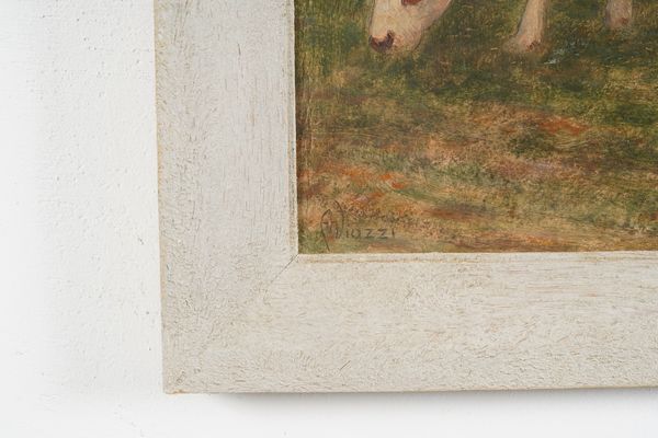 Alessandro Viazzi : Paesaggio con mucca  - Asta Dipinti del XIX-XX Secolo - Associazione Nazionale - Case d'Asta italiane
