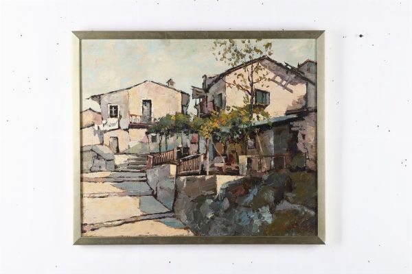 Pittore del XIX-XX secolo Veduta di paese  - Asta Dipinti del XIX-XX Secolo - Associazione Nazionale - Case d'Asta italiane