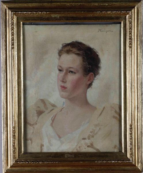 Michele Gordigiani : Ritratto di giovane donna  - Asta Dipinti del XIX-XX Secolo - Associazione Nazionale - Case d'Asta italiane