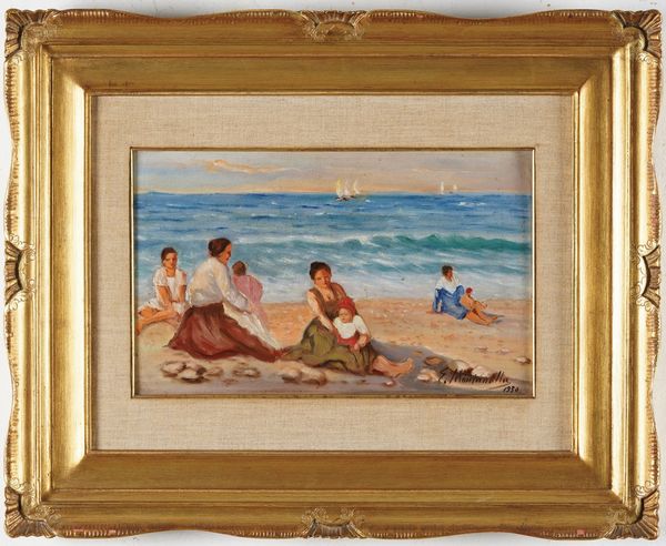 Anonimo del XIX secolo Bagnanti sulla spiaggia  - Asta Dipinti del XIX-XX Secolo - Associazione Nazionale - Case d'Asta italiane