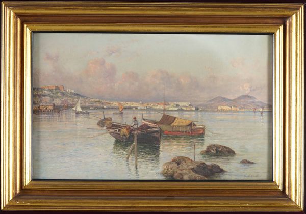 Giuseppe Carelli : Marina con pescatori  - Asta Dipinti del XIX-XX Secolo - Associazione Nazionale - Case d'Asta italiane