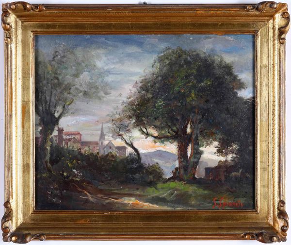 Salvino Spinnato : Paesaggio con alberi  - Asta Dipinti del XIX-XX Secolo - Associazione Nazionale - Case d'Asta italiane