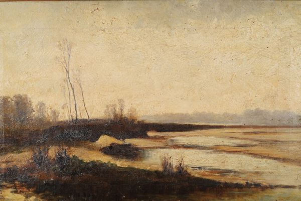 Autore non identificato, G. Rognoni (?) Paesaggio fluviale  - Asta Dipinti del XIX-XX Secolo - Associazione Nazionale - Case d'Asta italiane