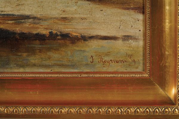 Autore non identificato, G. Rognoni (?) Paesaggio fluviale  - Asta Dipinti del XIX-XX Secolo - Associazione Nazionale - Case d'Asta italiane