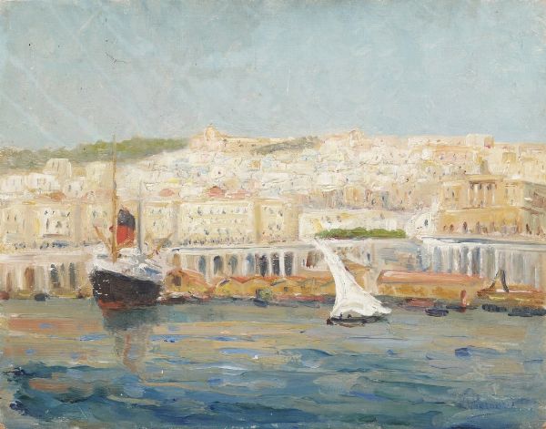 Luis Bernard : Veduta di Marsiglia  - Asta Dipinti del XIX-XX Secolo - Associazione Nazionale - Case d'Asta italiane