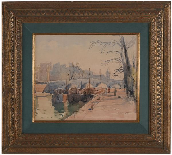 Krycersny, 1950 Veduta cittadina con ponte  - Asta Dipinti del XIX-XX Secolo - Associazione Nazionale - Case d'Asta italiane