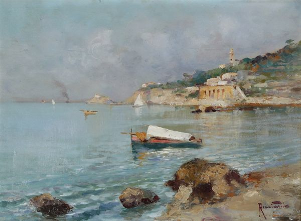 Oscar Ricciardi : Paesaggio costiero  - Asta Dipinti del XIX-XX Secolo - Associazione Nazionale - Case d'Asta italiane