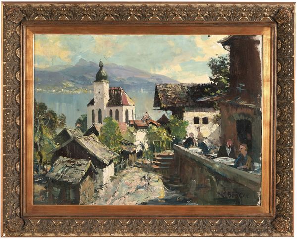 Klaibercer Pranzo vista lago  - Asta Dipinti del XIX-XX Secolo - Associazione Nazionale - Case d'Asta italiane