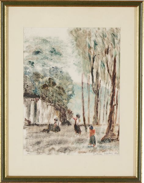 Ivanoe Fossani Paesaggio boscoso con figure  - Asta Dipinti del XIX-XX Secolo - Associazione Nazionale - Case d'Asta italiane