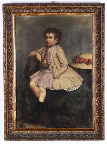 Pittore del XIX secolo Bambina con mazzo di fiori  - Asta Dipinti del XIX-XX Secolo - Associazione Nazionale - Case d'Asta italiane