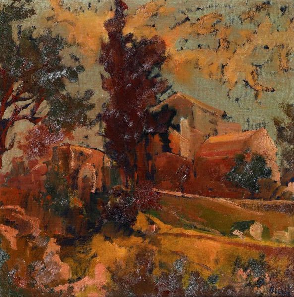 Renato Bussi : Paesaggio romano  - Asta Dipinti del XIX-XX Secolo - Associazione Nazionale - Case d'Asta italiane