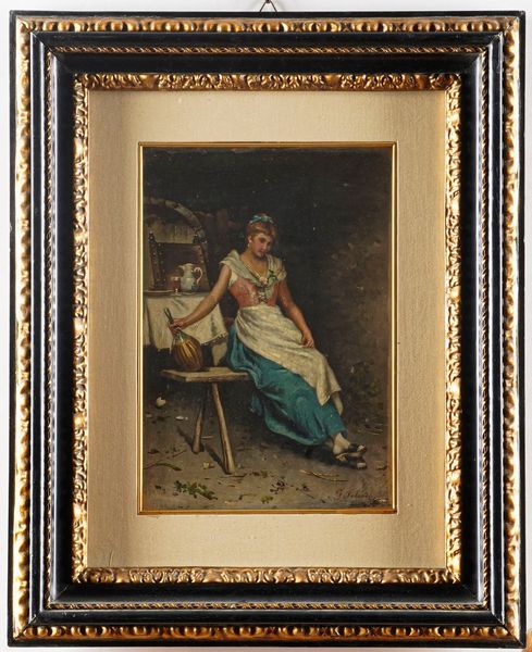 Francesco Peluso : Figura femminile  - Asta Dipinti del XIX-XX Secolo - Associazione Nazionale - Case d'Asta italiane