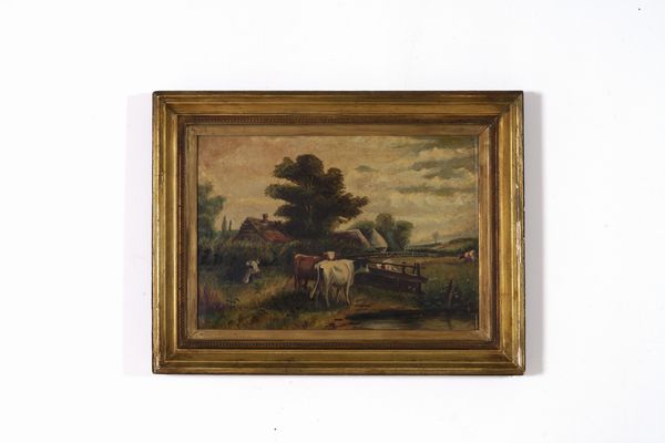 Pittore del XIX-XX secolo Coppia di paesaggi con mucche al pascolo  - Asta Dipinti del XIX-XX Secolo - Associazione Nazionale - Case d'Asta italiane