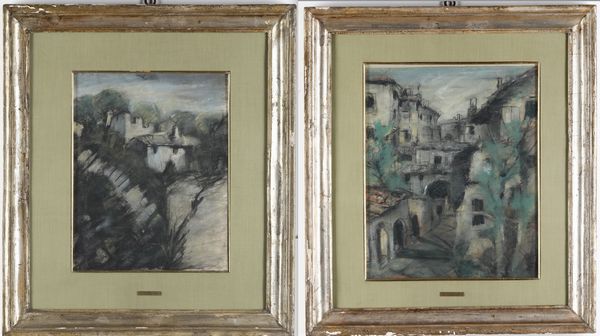 Anonimo del XIX-XX secolo Paesaggi con case  - Asta Dipinti del XIX-XX Secolo - Associazione Nazionale - Case d'Asta italiane