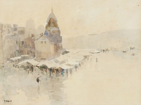 Arturo De Luca : Scena di paese  - Asta Dipinti del XIX-XX Secolo - Associazione Nazionale - Case d'Asta italiane