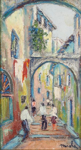 Miola Veduta di borgo  - Asta Dipinti del XIX-XX Secolo - Associazione Nazionale - Case d'Asta italiane