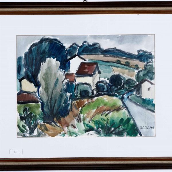 Luigi Bassano : Paesaggio  - Asta Dipinti del XIX-XX Secolo - Associazione Nazionale - Case d'Asta italiane