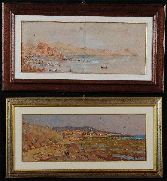 Due dipinti orizzontali con vedute costiere  - Asta Dipinti del XIX-XX Secolo - Associazione Nazionale - Case d'Asta italiane