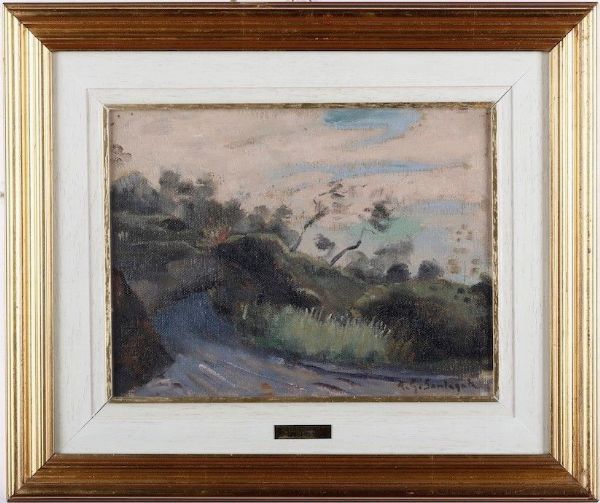 Antonio Giuseppe Santagata : Paesaggio  - Asta Dipinti del XIX-XX Secolo - Associazione Nazionale - Case d'Asta italiane