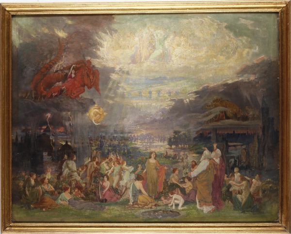 Anonimo del XIX secolo Paesaggio con personaggi  - Asta Dipinti del XIX-XX Secolo - Associazione Nazionale - Case d'Asta italiane