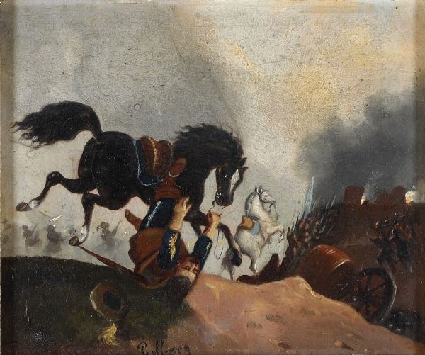 Firmato Perlberg Cavaliere staffato  - Asta Dipinti del XIX-XX Secolo - Associazione Nazionale - Case d'Asta italiane