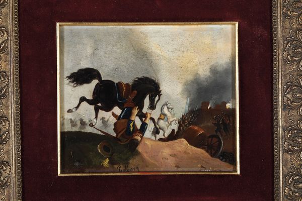 Firmato Perlberg Cavaliere staffato  - Asta Dipinti del XIX-XX Secolo - Associazione Nazionale - Case d'Asta italiane