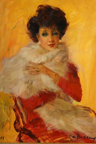 Lucia Bassani : Pelliccia bianca, 1973  - Asta Dipinti del XIX-XX Secolo - Associazione Nazionale - Case d'Asta italiane