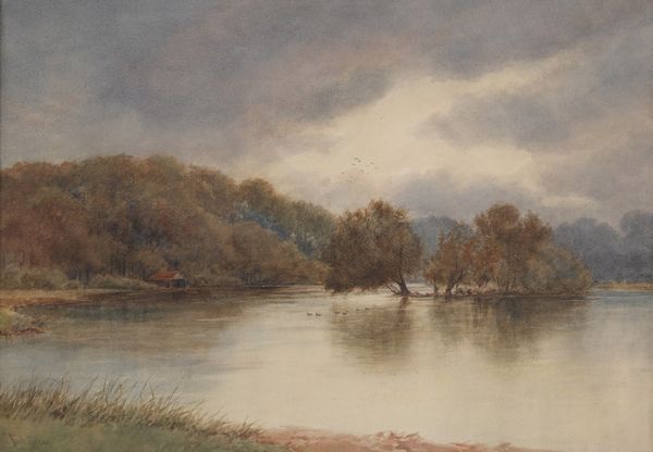 Tud Dixon (XIX-XX secolo) Paesaggio lacustre  - Asta Dipinti del XIX-XX Secolo - Associazione Nazionale - Case d'Asta italiane