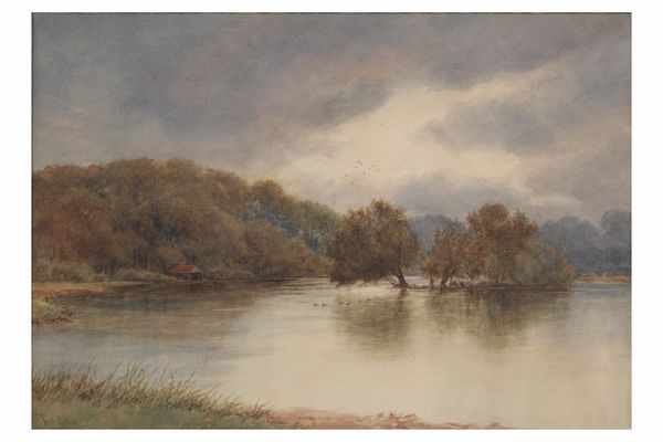 Tud Dixon (XIX-XX secolo) Paesaggio lacustre  - Asta Dipinti del XIX-XX Secolo - Associazione Nazionale - Case d'Asta italiane