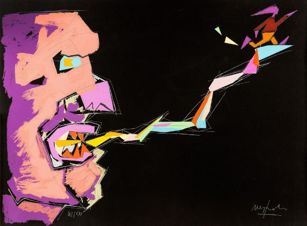 Ugo Nespolo : Senza titolo  - Asta Dipinti del XIX-XX Secolo - Associazione Nazionale - Case d'Asta italiane